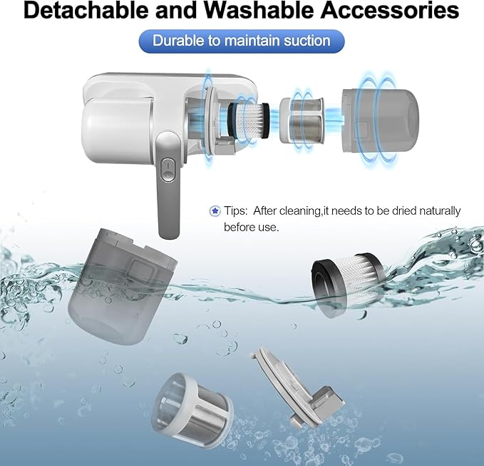 XVersion Mattress Vacuum Cleaner, Cordless Vacuum Cleaner, 13kPa Suction Dual Mode Bed Vacuum with HEPA Filter