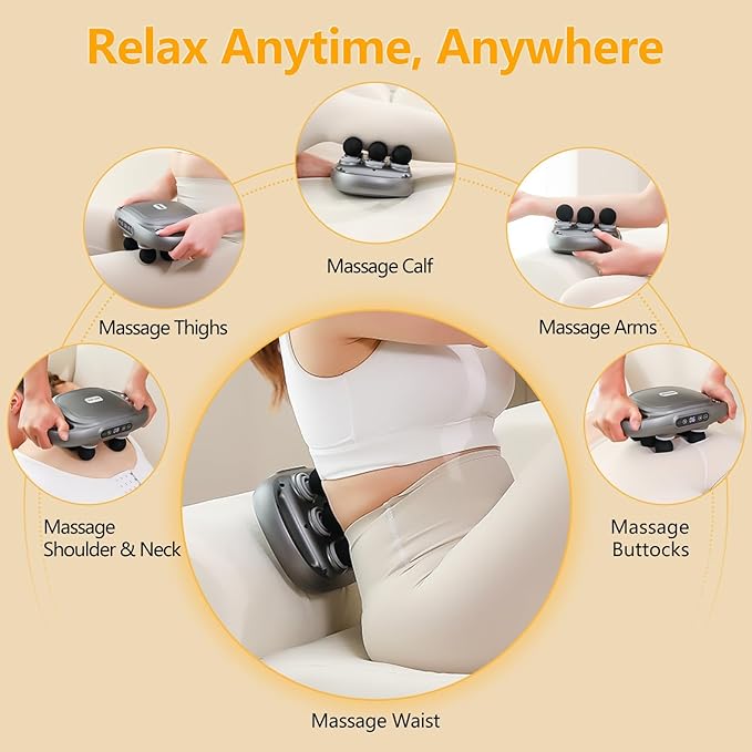 Fascial Gun Leg Massager Machine Six Head Vibrator Heat Lower Back Massager for Circulation and Relaxation