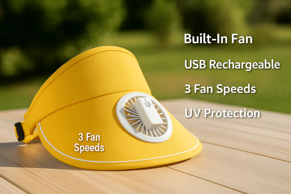 "Mini Sun Fan Hat – Adjustable & Rechargeable Battery"