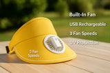 "Mini Sun Fan Hat – Adjustable & Rechargeable Battery"