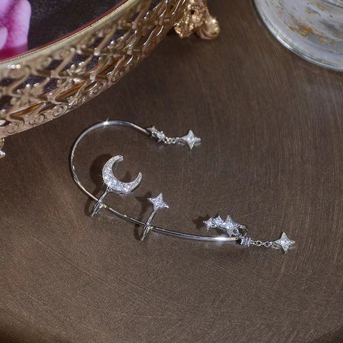 “Moon & Star Clip-On Earrings – No Piercing, K-Style”